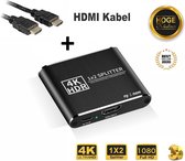 Professional HDMI-Splitter – 1x-in 2x-uit – Dupliceert – 2 poorts 4K Ondersteunt alle resoluties + 3D, Inclusief 1m HDMI Kabel!