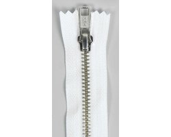 YKK broekrits nikkel 6 mm -15 cm, Wit, niet deelbaar, Per Stuk.
