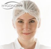 Hygonorm wegwerp haarnetje clip cap wit per 100 stuks - haarnetjes