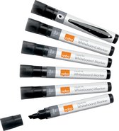 Nobo Liquid Ink Whiteboard Markers Met Beitelvormige Punt - Pak Van 10 Stuks - Zwart