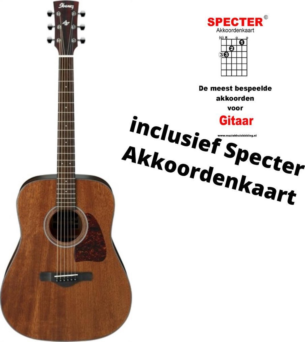Ibanez akoestische gitaar aw54opn met Specter Akkoordenkaart