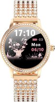 Belesy ATTRACTIVE - Smartwatch Dames - Horloge - 1.3 inch - Kleurenscherm - Stappenteller - Bloeddruk - Hartslag - Staal - Schakelband - Rose Goud