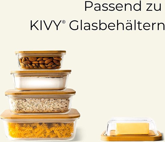 KIVY Beurrier en verre de qualité supérieure avec couvercle en bambou élégant et durable - Beurrier verre Bambou - Boite a beurre - Beurriers - Boite a beurre pour Frigo - Boite KIVY Beurrier en verre de qualité supérieure avec couvercle en bambou élégant et durable - Beurrier verre Bambou - Boite a beurre - Beurriers - Boite a beurre pour Frigo - Boite