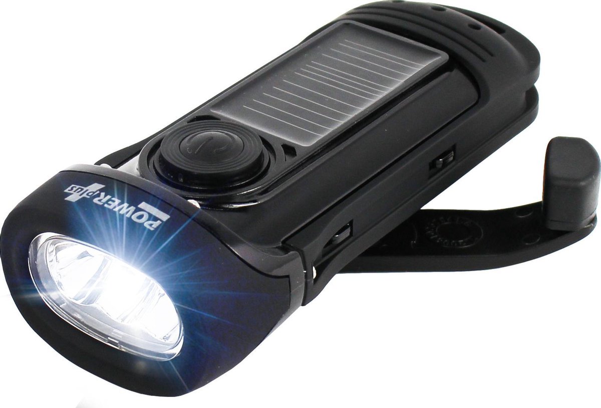 Lampe de poche LED rechargeable étanche POWERplus Barracuda Solar et Dynamo  | étanche... | bol.com