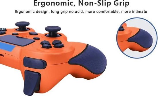 Draadloze Controller Wireless Gamepad Geschikt voor PS4 – Sunset Orange - MOJO