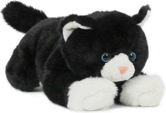 Dubbelzinnig Miniatuur spreken Cadeau setje pluche zwart/witte kat/poes knuffel 25 cm met grote A5 formaat  Happy... | bol.com