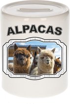 Dieren liefhebber alpaca spaarpot  9 cm jongens en meisjes - keramiek - Cadeau spaarpotten alpacas liefhebber