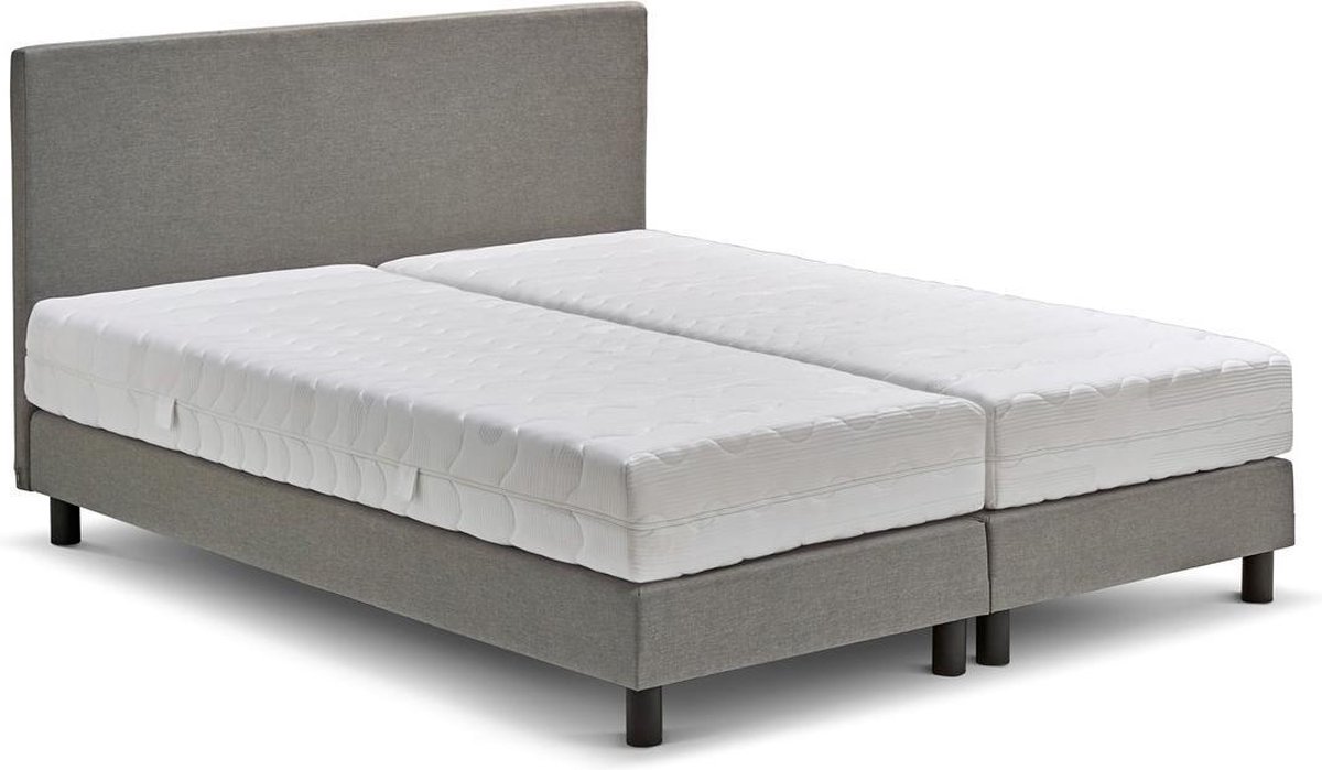 Beter Bed Basic box Ambra vlak met Easy Pocket matras 160 x 200 cm lichtgrijs