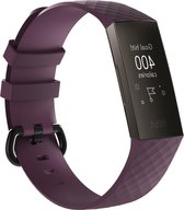 By Qubix - Fitbit Charge 3 & 4 siliconen diamant pattern bandje (Small)  - Donker paars - Fitbit charge bandjes