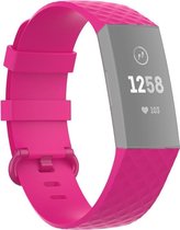 By Qubix - Fitbit Charge 3 & 4 siliconen diamant pattern bandje (Large) - Roze - Fitbit charge bandjes