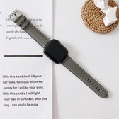 Compatible apple watch bandje - By Qubix - Premium Leather bandje - Grijs - Geschikt voor Apple Watch 42mm / 44mm / 45mm - Apple watch series 3/4/5/6/7