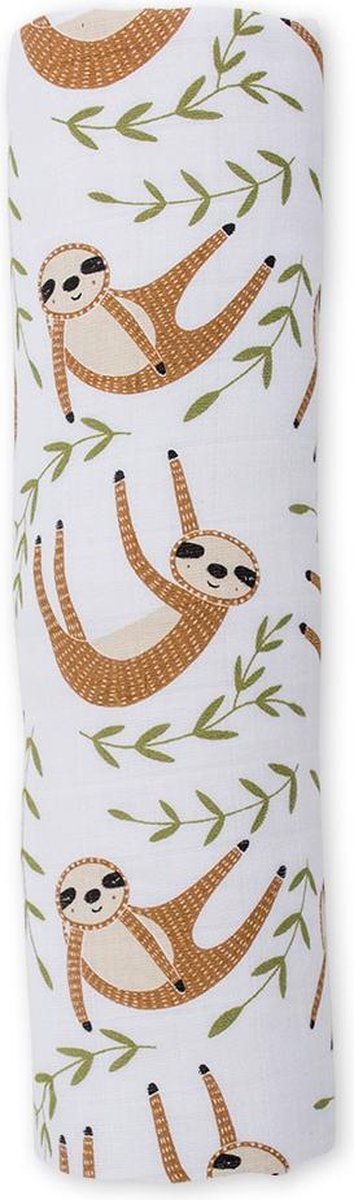 Lulujo swaddle 100% katoen 120x120 - Modern Sloth van Lulujo — afbeelding 2
