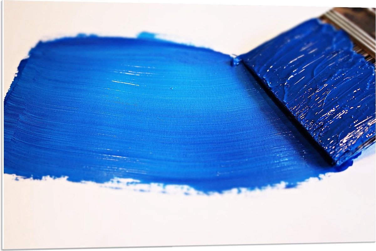 Forex - Blauwe Plakkaat Verf - 90x60cm Foto op Forex