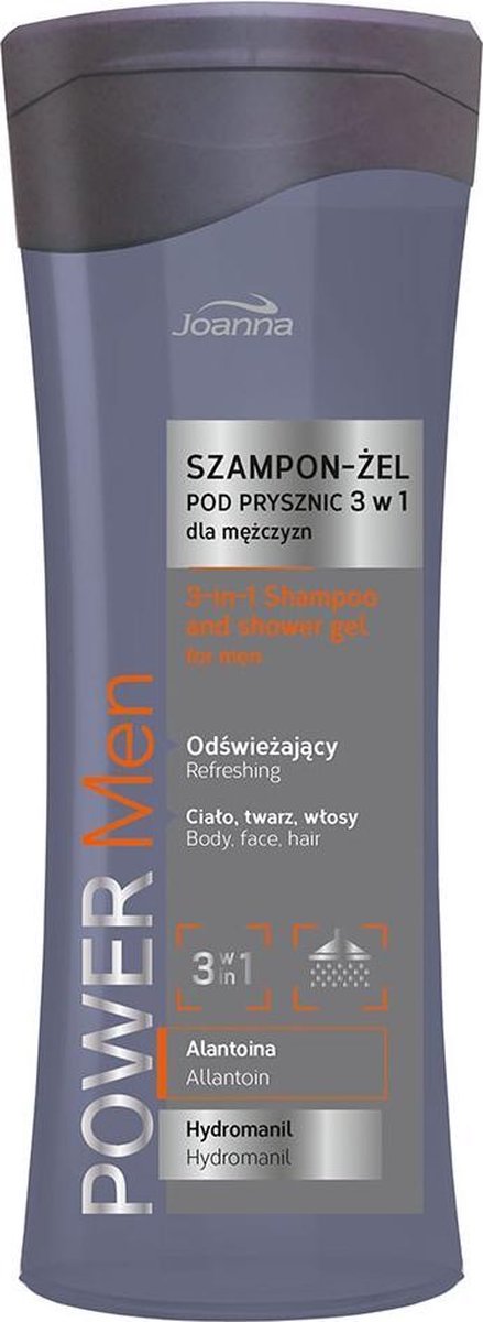 Joanna - Power Men Refreshing Shower Gel & Shampoo 3In1 For Men Refreshing Shower Gel 3W1 For