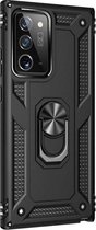 Huawei P40 Pro Zwart Shockproof Militairy Hybrid Armour Case Hoesje Met Kickstand Ring - Huawei P40 Pro  - Extreem Stevige Anti-Shock Hard Rugged Cover Bumper Hoes Met Magnetische