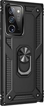 Huawei P40 Pro Zwart Shockproof Militairy Hybrid Armour Case Hoesje Met Kickstand Ring - Huawei P40 Pro  - Extreem Stevige Anti-Shock Hard Rugged Cover Bumper Hoes Met Magnetische Ringhouder - Stevige Shock Proof Backcover - Zwart