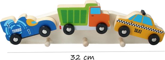 Yourshop 24 Porte-manteau pour enfants - 32x4x9 cm - Cintre voiture - Cintre voiture - Cintre voiture - Porte-manteau mural - Porte-manteau en bois - Porte-manteau voiture taxi voiture de course