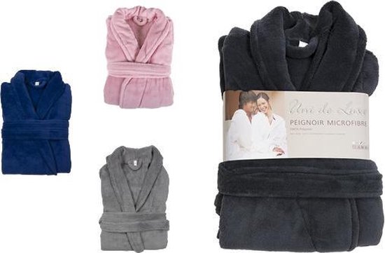 Luxe badjas - maat S/M - microfiber - MICRO FLEECE - badjas - bad jas - ochtendjas €“ roze - Maat S/M - Merkloos