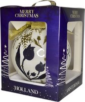 Giftbox XL Kerstbal: Holland met Tulpen - Blauw, Wit en Goud - 1 stuk
