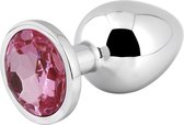 Banoch - Buttplug Aurora soft pink Large - Metalen buttplug - Diamant steen - zacht roze