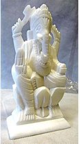 GANESHA |WITTE MARMER BEELD|BOEDDA  GANESH OF GANPATI TANTRA |12.5 CM X 8 CM