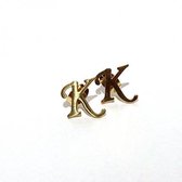 Oorbellen studs letter Alfabet - Goud (letter K)