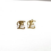 Oorbellen studs letter Alfabet - Goud (letter E)