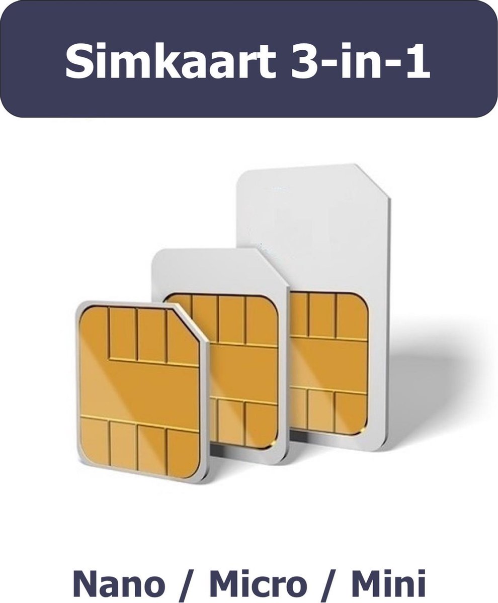Simkaart 3-in-1 - Mini/Micro/Nano - 2G/3G/4G - Data/SMS/Bellen - - Geschikt voor... | bol.com