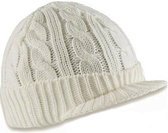Keyone Matternon gebreide beanie muts met klepje kleur wolwit maat one size