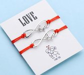 Love - vriendschap armband - hanger infinity - rood - 2 stuks