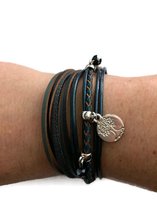 Petra's Sieradenwereld - *Armbandenset leer donkerblauw met magneetsluiting (016)