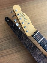 LIAM'S Lederen verstelbare gitaarband donkere croco print goud/bruin - limited run - guitar strap - krokodillen print