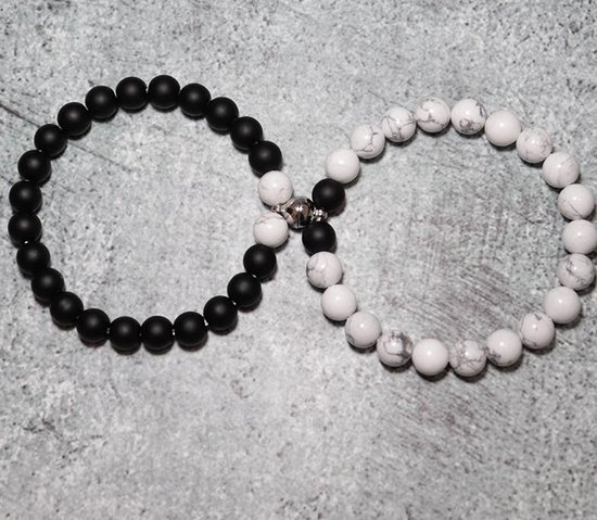 Bracelet en Perles avec aimant - contrat - blanc / noir - relation -  bracelet d'amitié... | bol