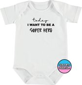 Rompertjes baby - Today i want to be a super hero - maat 50/56 - korte mouwen - baby - baby kleding jongens - baby kleding meisje - romper - rompertjes baby met tekst - kraamcadeau