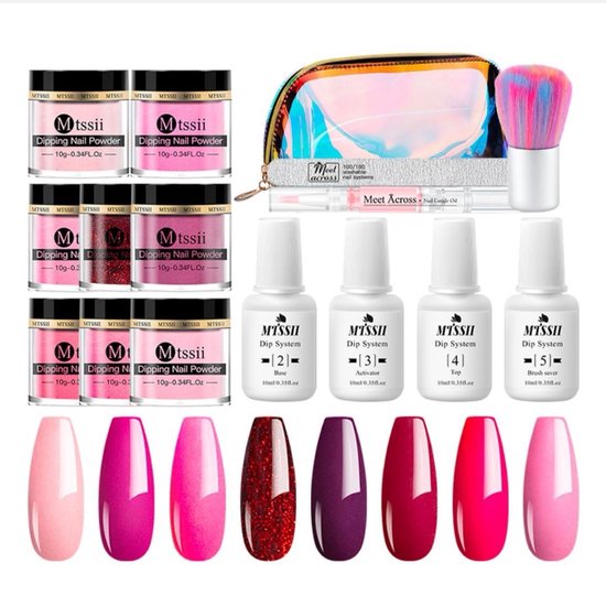 Dipping powder starter kit - 8 kleuren - roze - dip poeder - acryl nagels -  dip nagels... | bol.com
