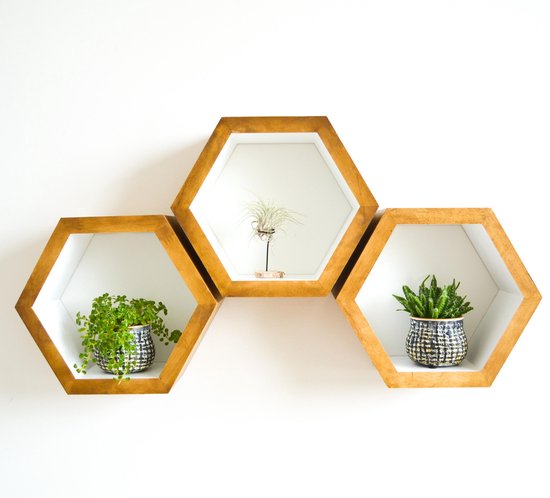 Bnature | Houten hexagon / zeshoek wandplank voor aan muur of losstaand |  duurzaam... | bol.com
