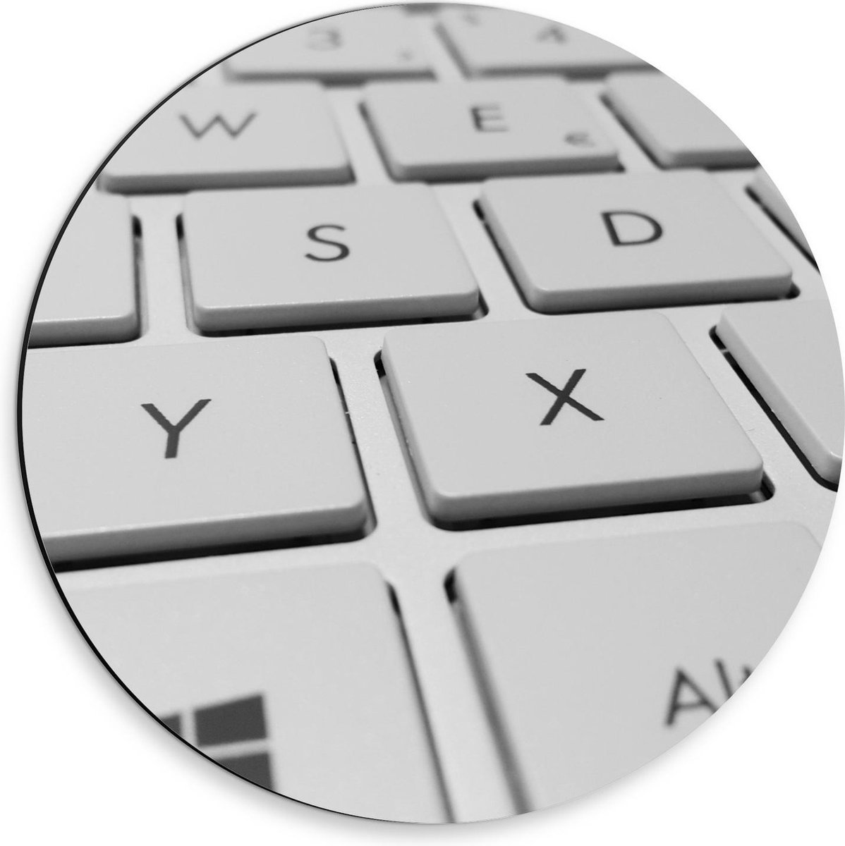 Dibond Wandcirkel - Toetsenbord Wit - 30x30cm Foto op Aluminium Wandcirkel (met ophangsysteem)