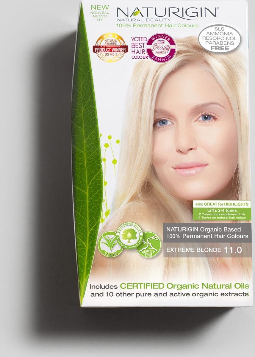 NATURIGIN Natural Permanent Home Hair Dye-Ammonia-free – Extreme Blonde 11.0 -- Volume discount: 13.99 eur per box if you buy 4--