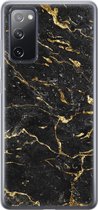 Leuke Telefoonhoesjes - Hoesje geschikt voor Samsung Galaxy S20 FE - Marmer zwart goud - Soft case - TPU - Marmer - Zwart