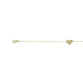 Lucardi Dames Armband met graveerplaat hart - 14 karaat goud - Armband - Cadeau - 19 cm - Geelgoud