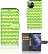 Telefoonhoesje Apple iPhone 12 Mini Book Case Waves Green