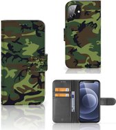 Apple iPhone 12 Mini Portemonnee hoesje Army Dark