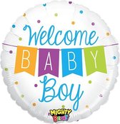 Folieballon Welcome Baby Boy Wit 53 cm