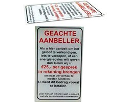 Geen Verkoop aan de deur - Geen colportage - Geloofsovertuigers of Energie adviezen aan de deur sticker bordje - Glashelder Acrylaat - 9.5 cm x 6 cm.