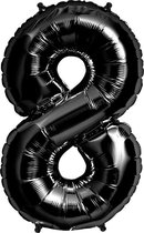 Helium ballon - Cijfer ballon - Nummer 8 - 8 jaar - Verjaardag - Zwart - Zwarte ballon -