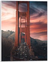 Forex - Golden Gate Bridge met Auto's - California - Amerika - 30x40cm Foto op Forex