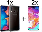 samsung a10s hoesje - Samsung galaxy A10S hoesje case siliconen transparant hoesjes hoes cover - hoesje samsung a10s - 2x samsung a10s screenprotector screen protector
