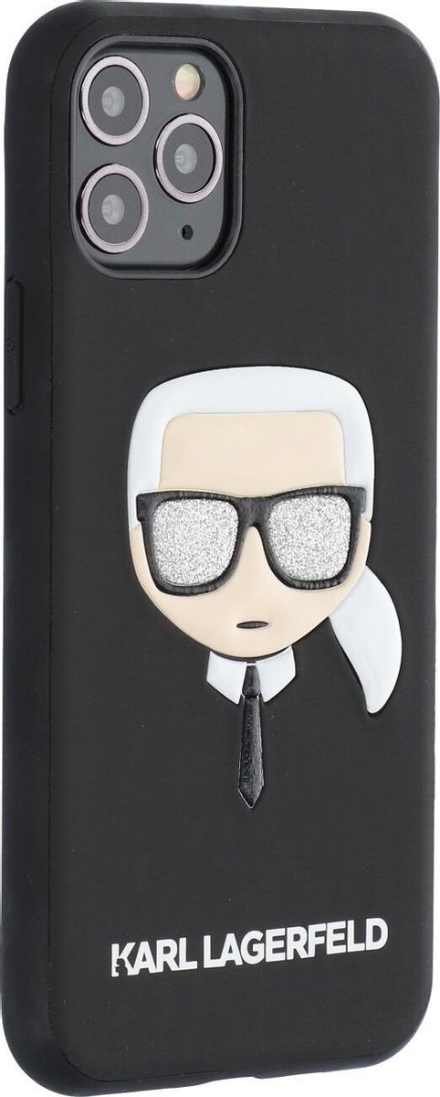 Zwart hoesje van Karl Lagerfeld - Backcover - Glitter - iPhone 11 Pro - Embossed - KLHCN58GLBK