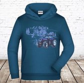 Blauwe hoodie met Tractor -James & Nicholson-110/116-Hoodie jongens