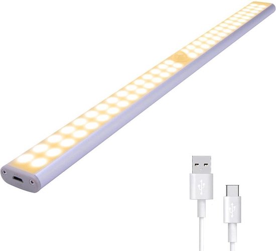 Éclairage d'armoire LED armoire USB - 40 cm - Avec capteur - Wit chaud